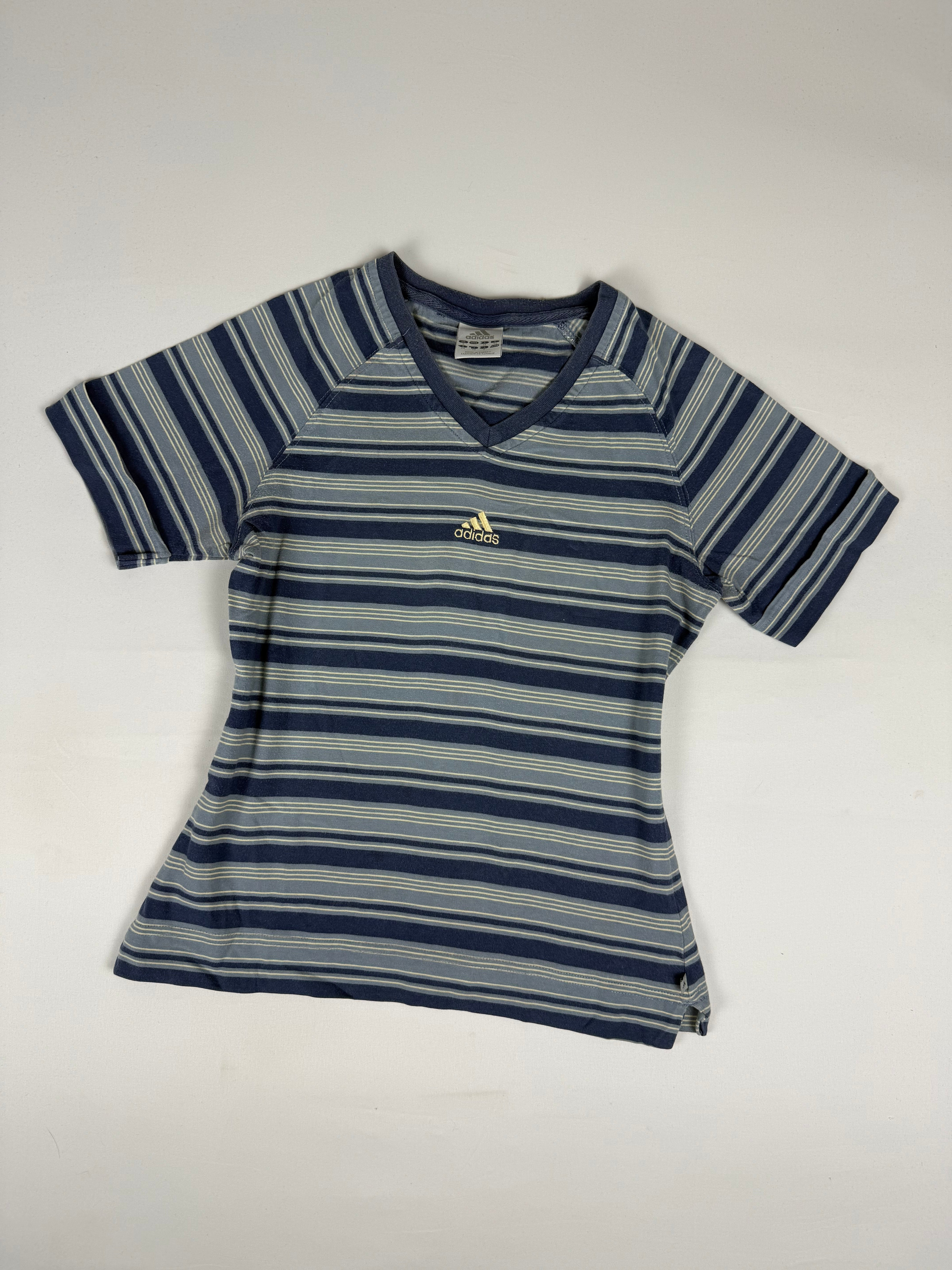 Blue striped cotton logo tee (S)