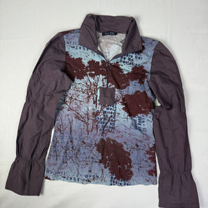 Purple graphic half zip tight fit long sleeves top (M)