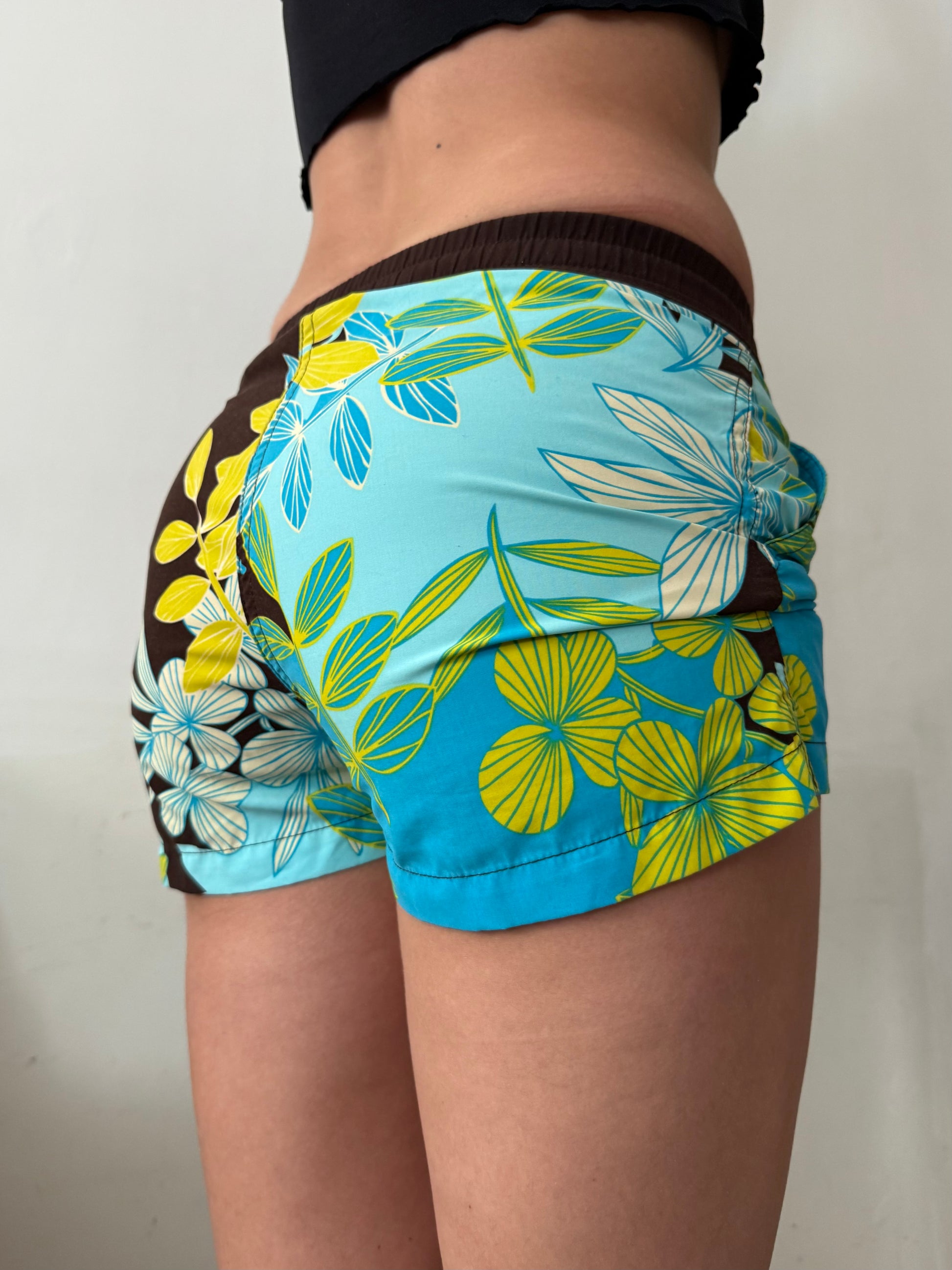 Beachwear floral print low rise mini short (S)