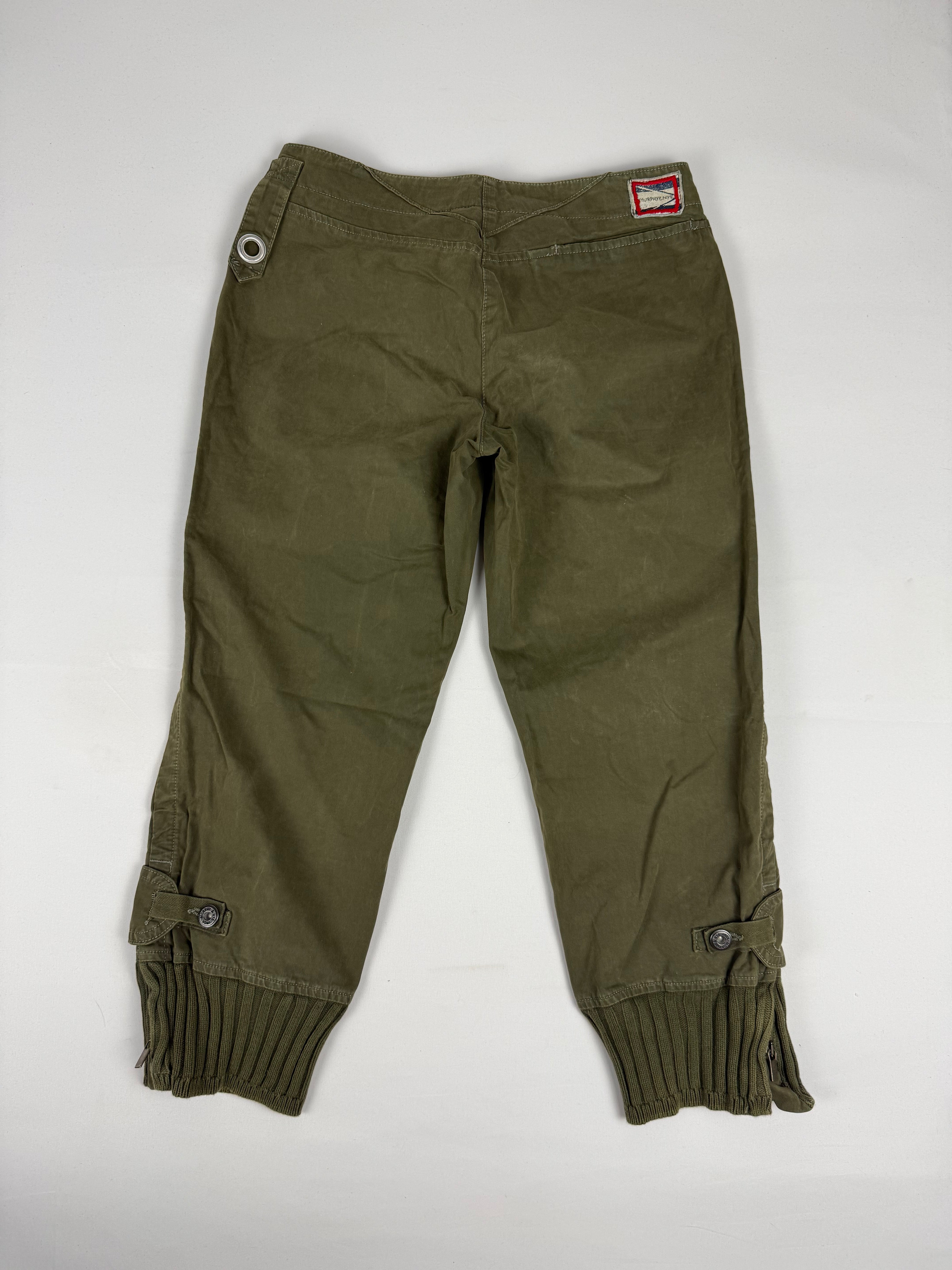 Khaki denim capri pants (S)