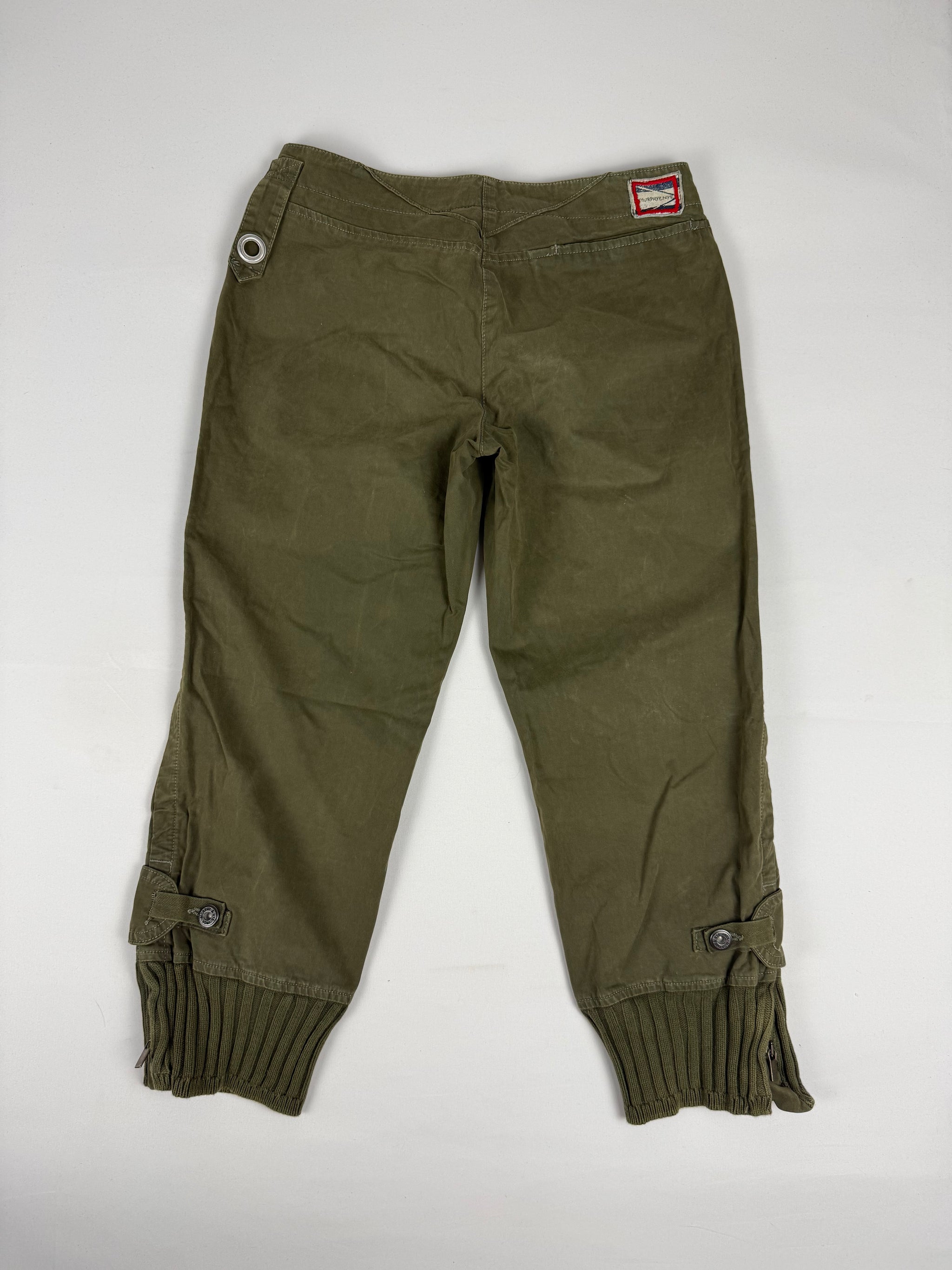 Khaki denim capri pants (S)