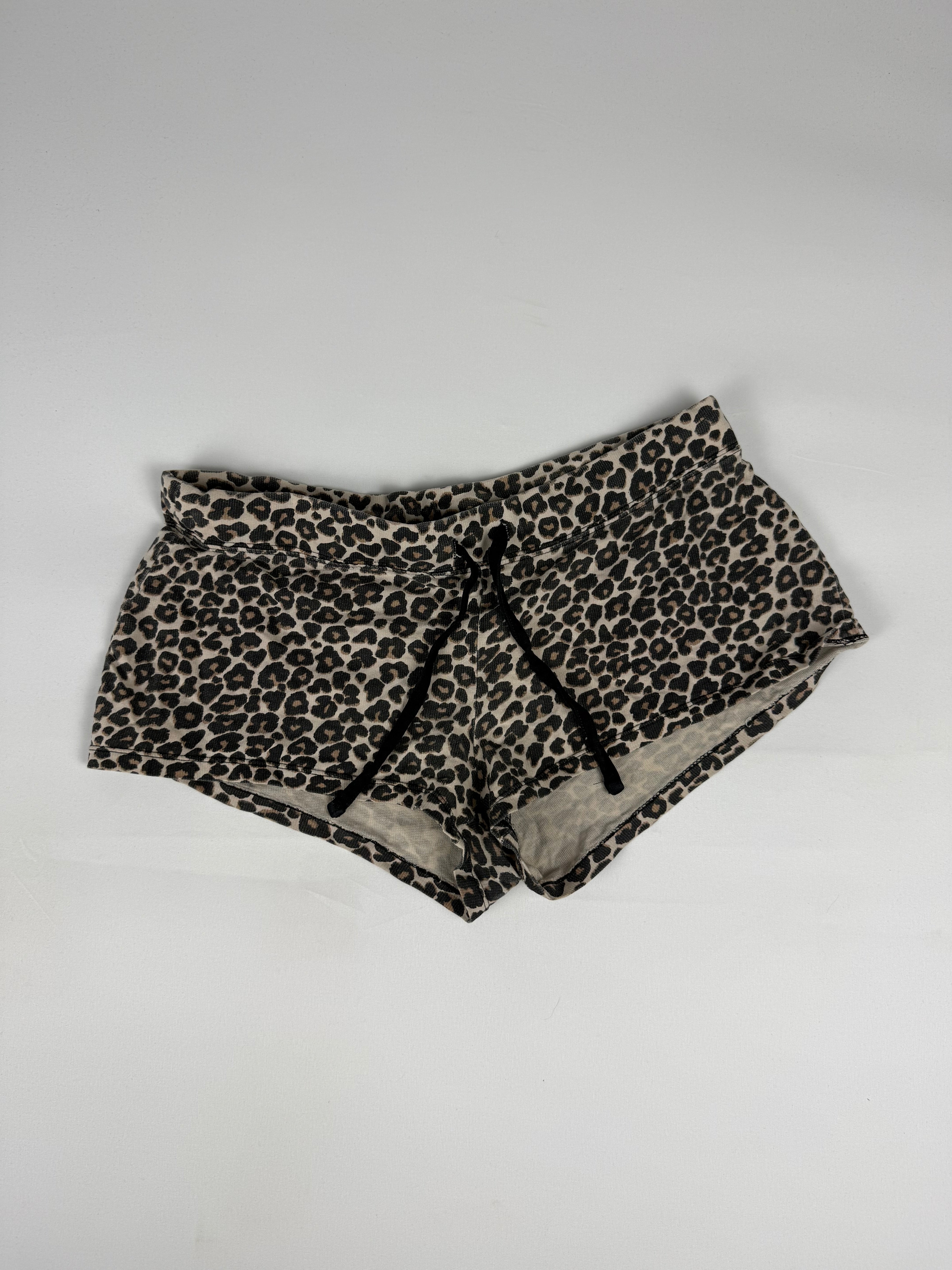 Beige animal print cotton mini short (M)