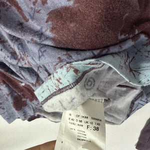 Purple graphic half zip tight fit long sleeves top (M)