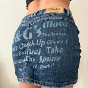 Blue denim low rise mini skirt (S)