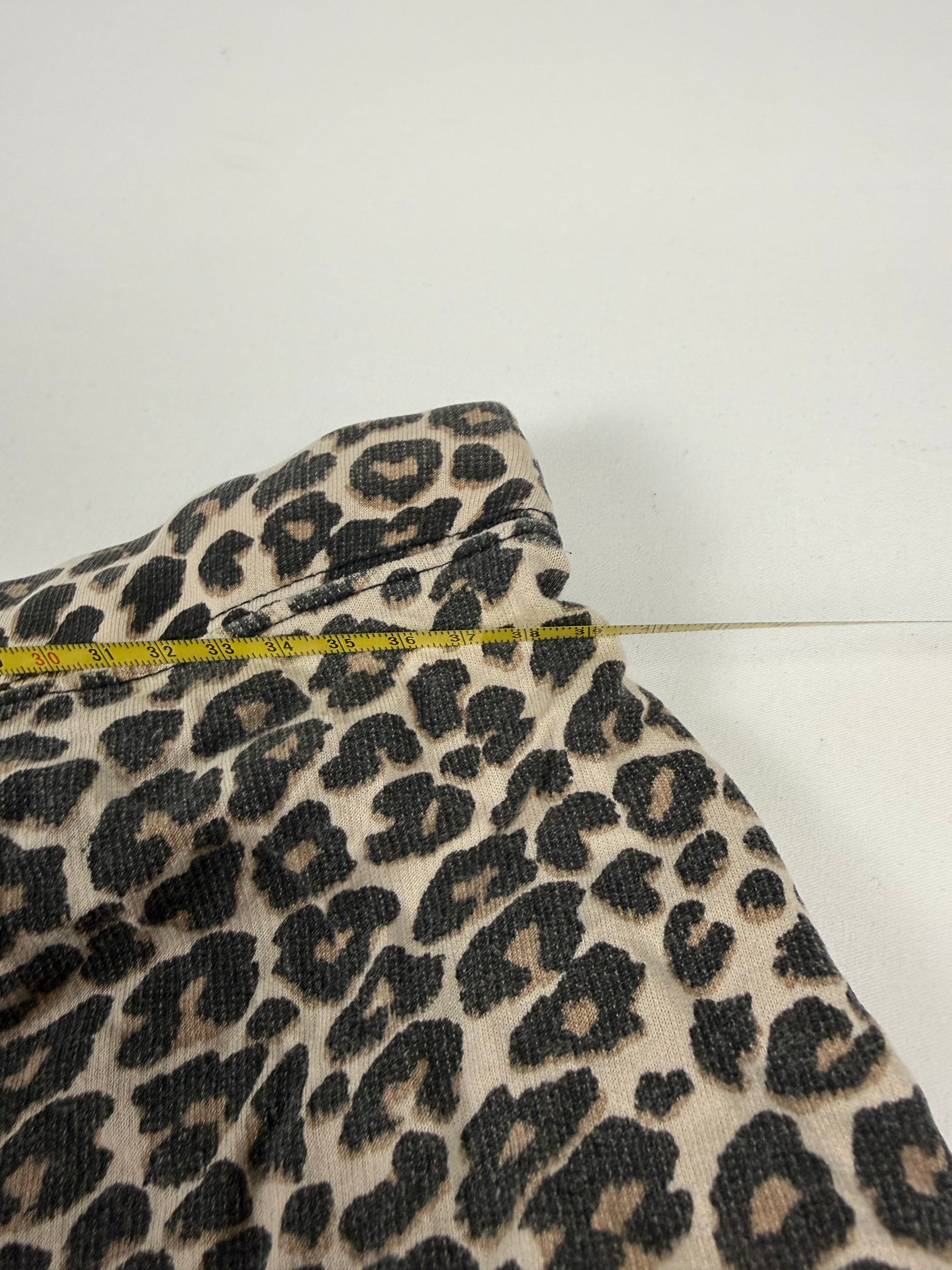Beige animal print cotton mini short (M)