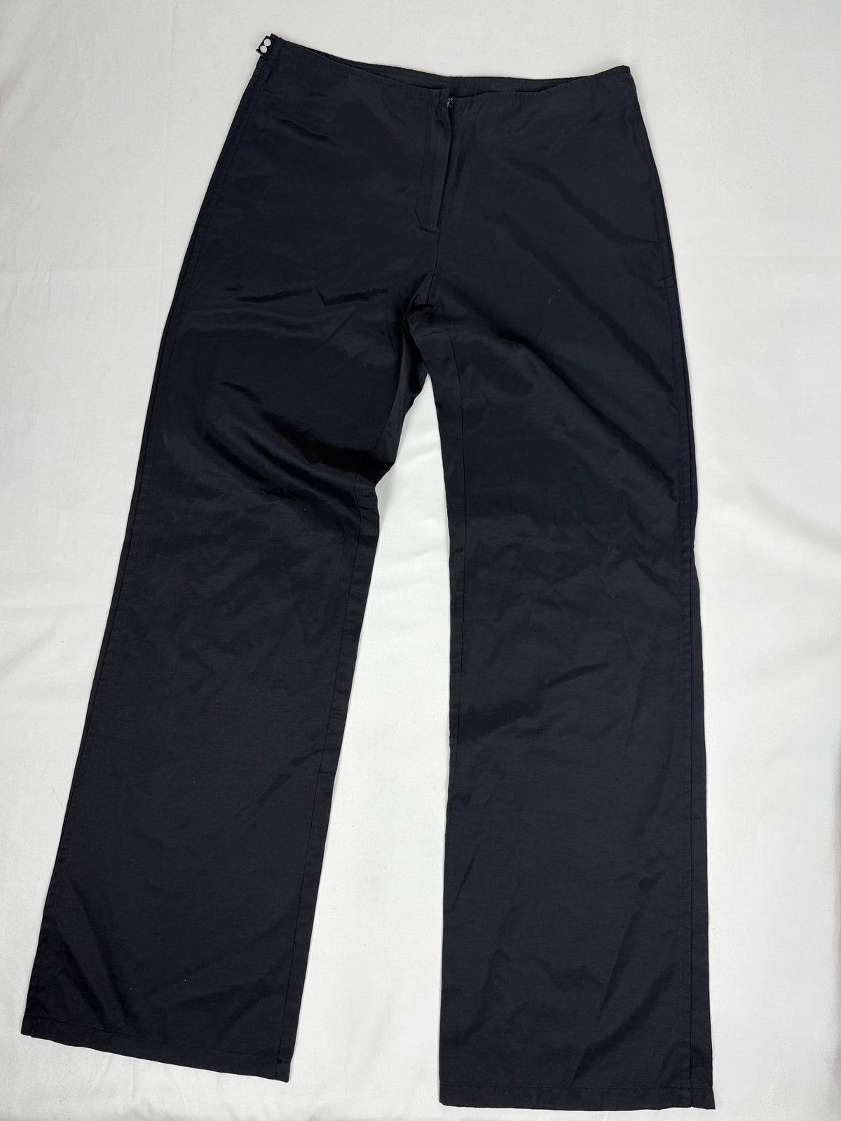 Pantalon droit taille basse en jean noir (XS)