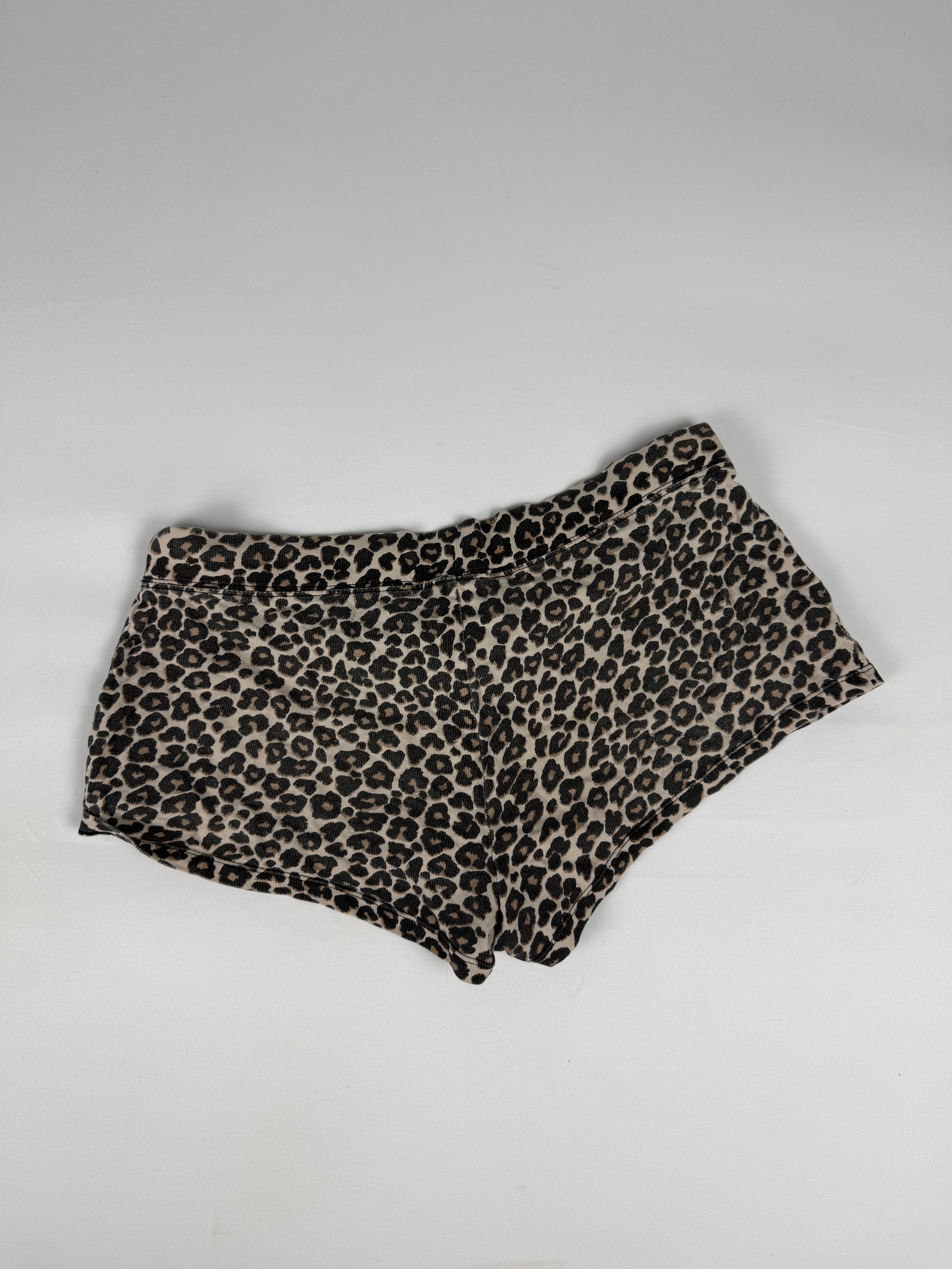 Beige animal print cotton mini short (M)