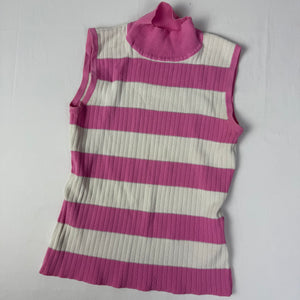 Pink striped high neck tight fit tank top (S/M)