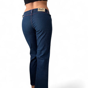 Blue denim low rise capri pants (S)