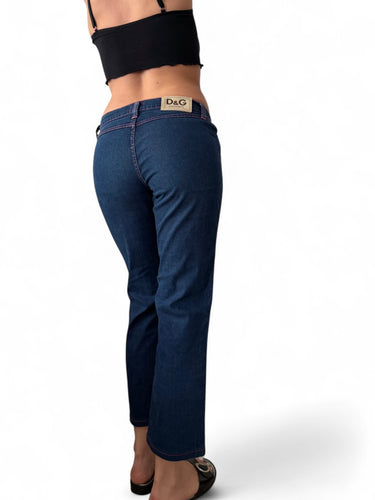 Blue denim low rise capri pants (S)