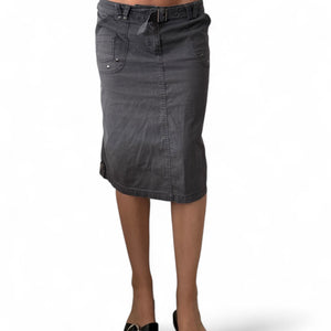 Grey cargo mid skirt with removable belt  (M)