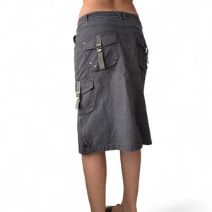 Grey cargo mid skirt with removable belt  (M)