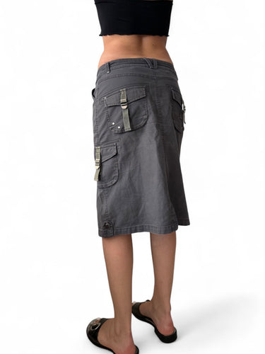 Grey cargo mid skirt with removable belt  (M)
