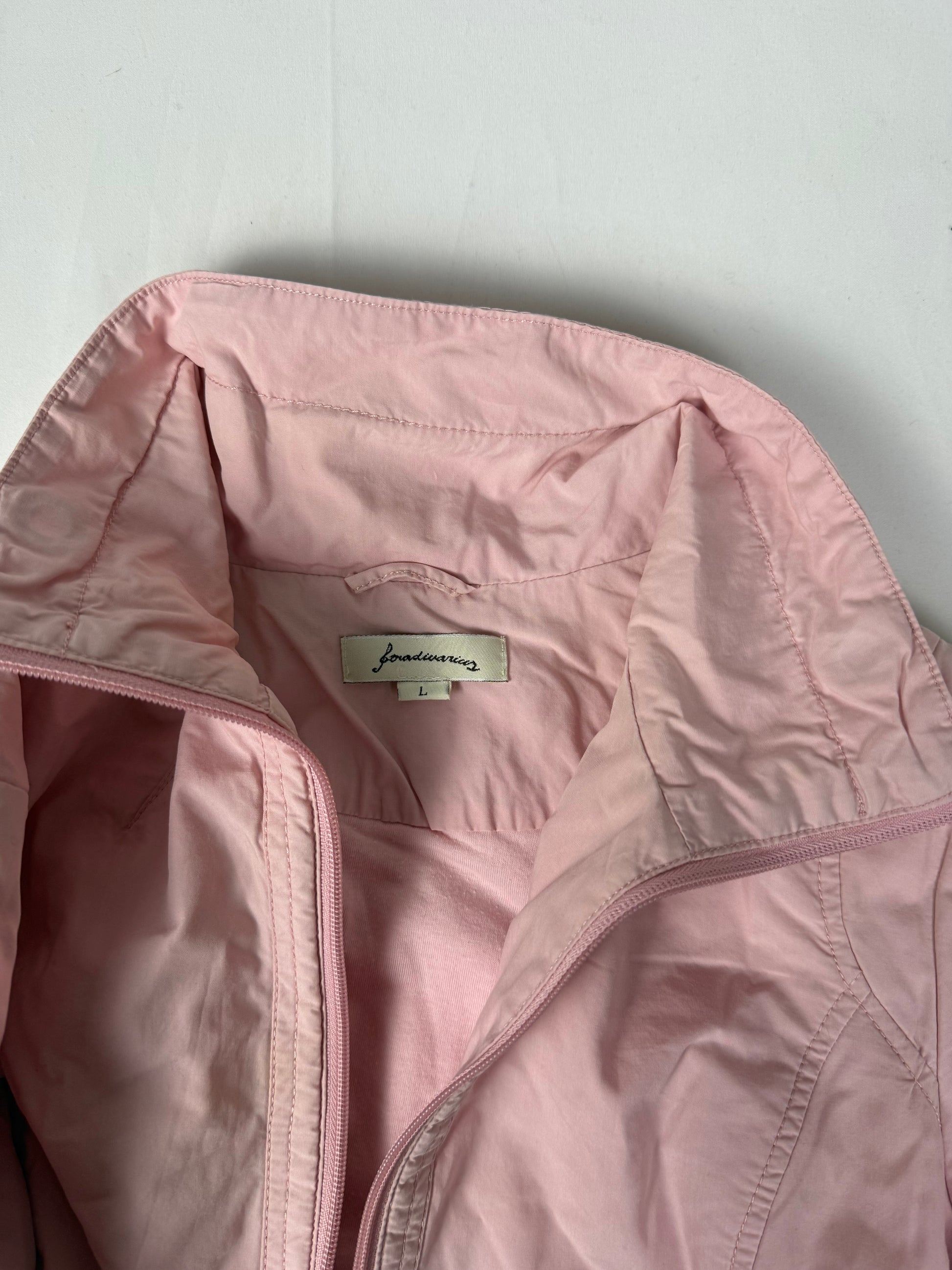 Baby pink zip up biker jacket (L)