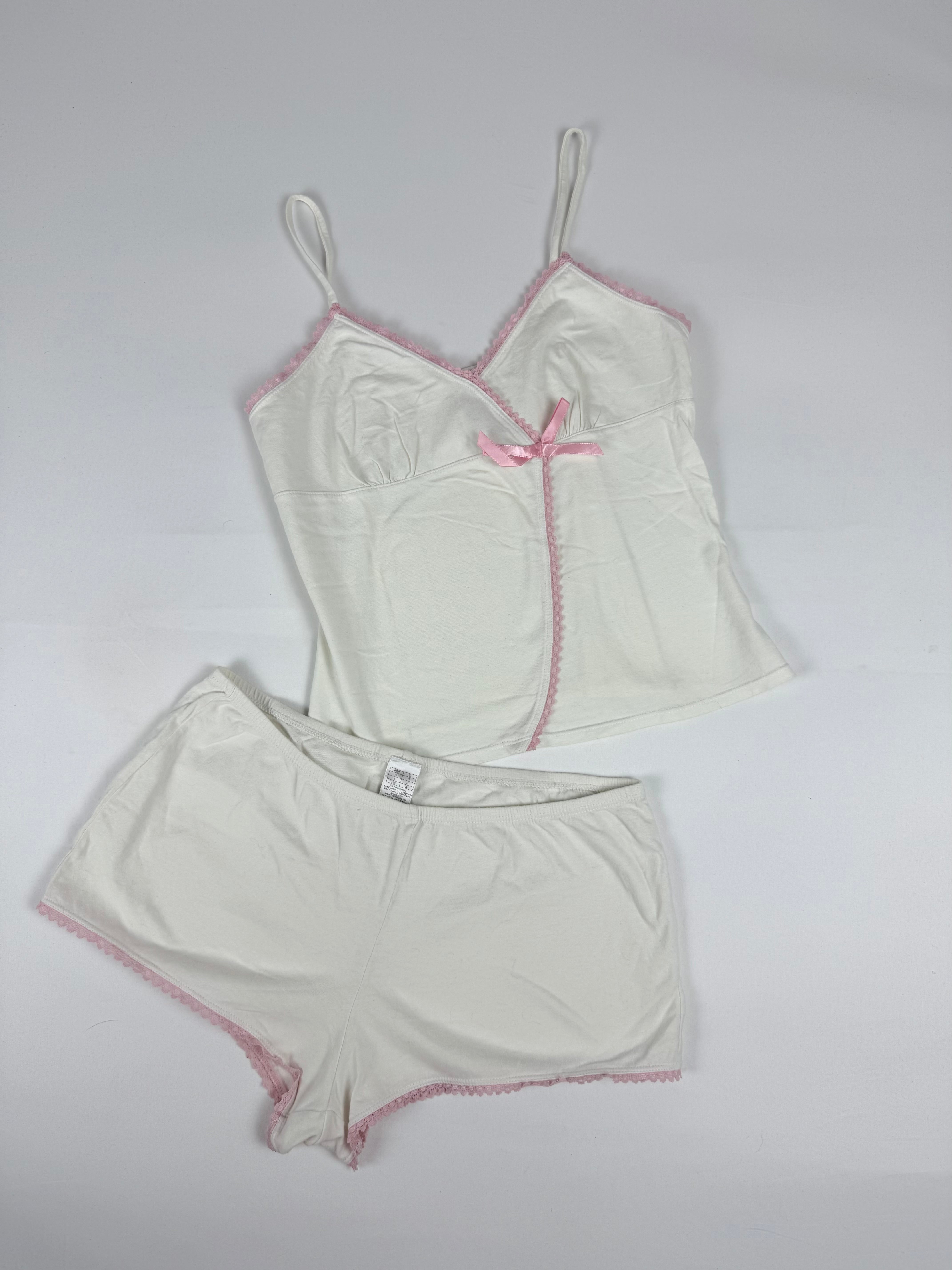 White cotton mini short + top set (M)