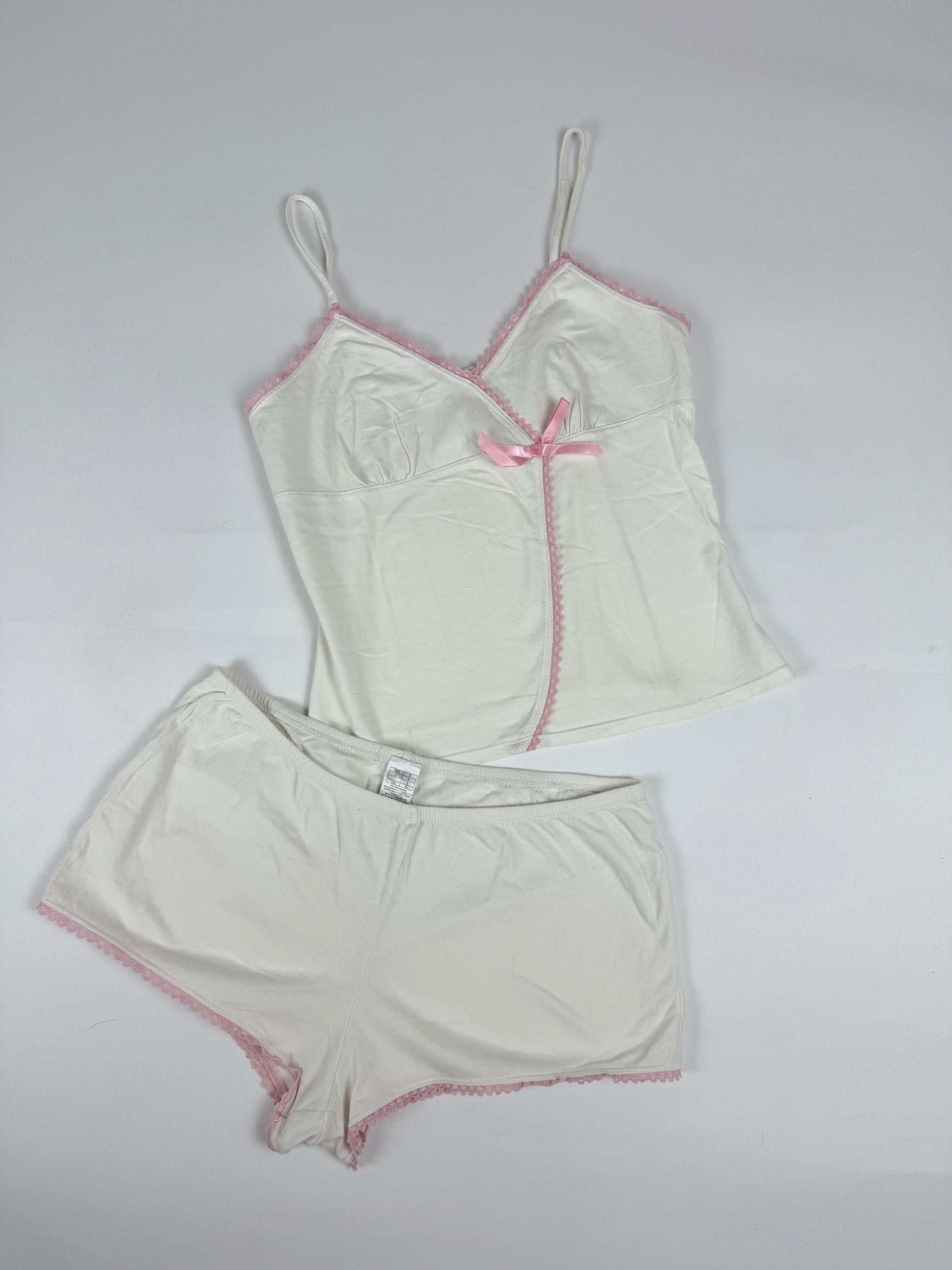 White cotton mini short + top set (M)