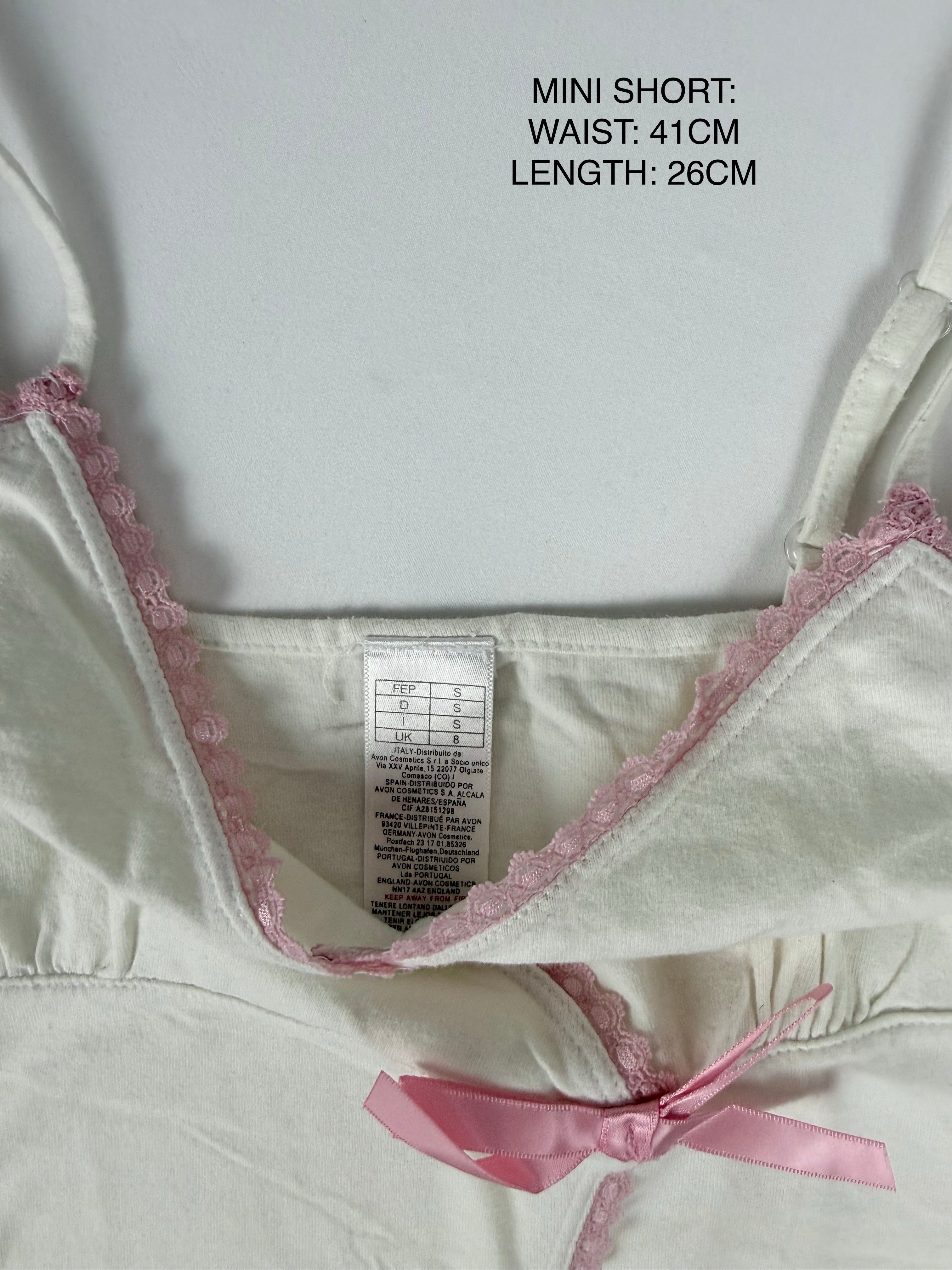 White cotton mini short + top set (M)