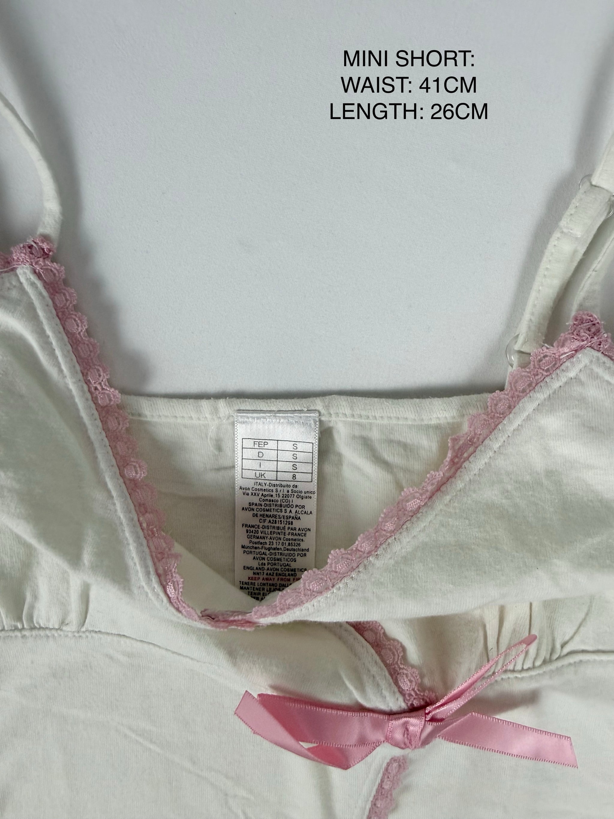 White cotton mini short + top set (M)
