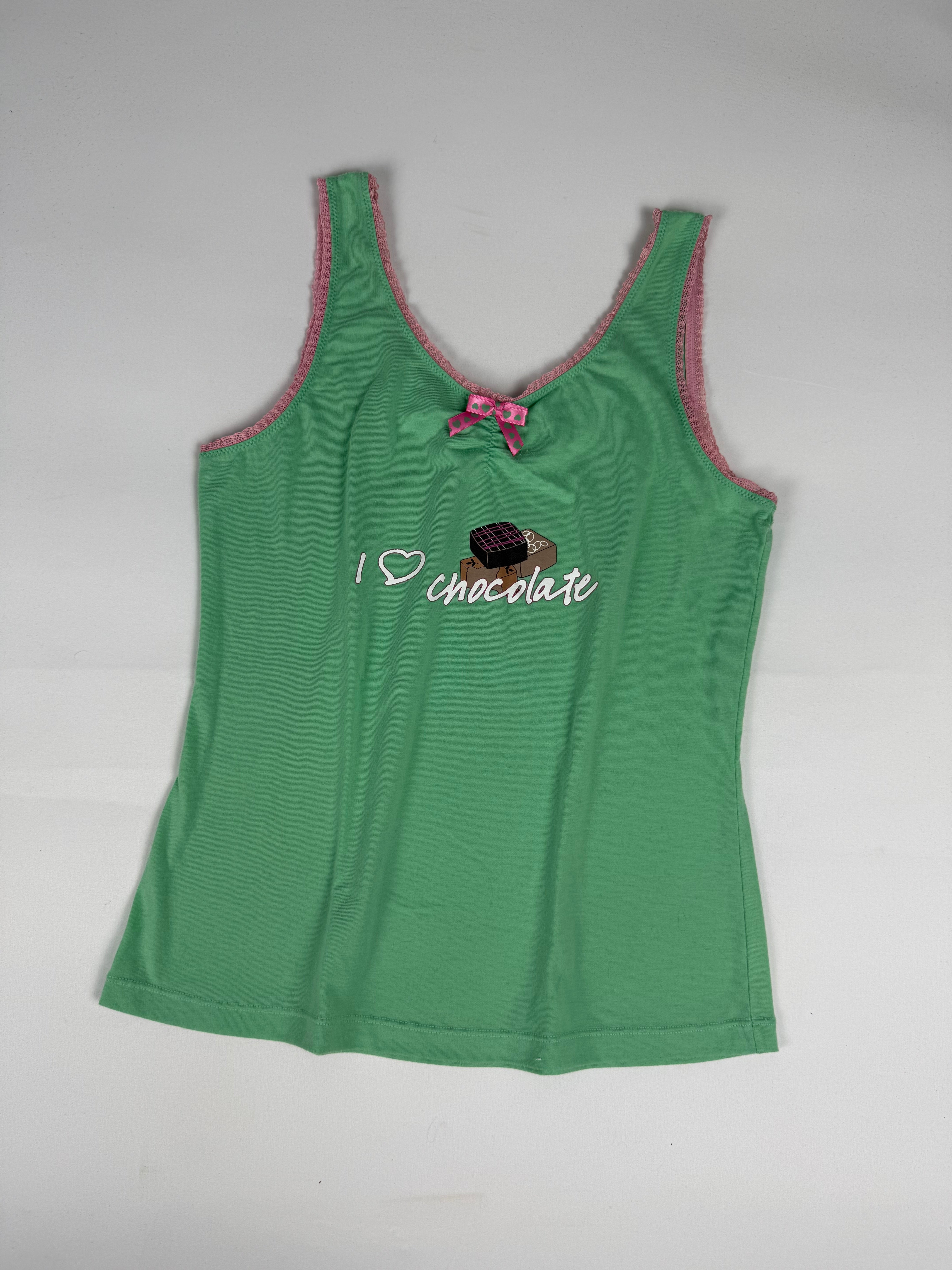 Green graphic cotton top (M)