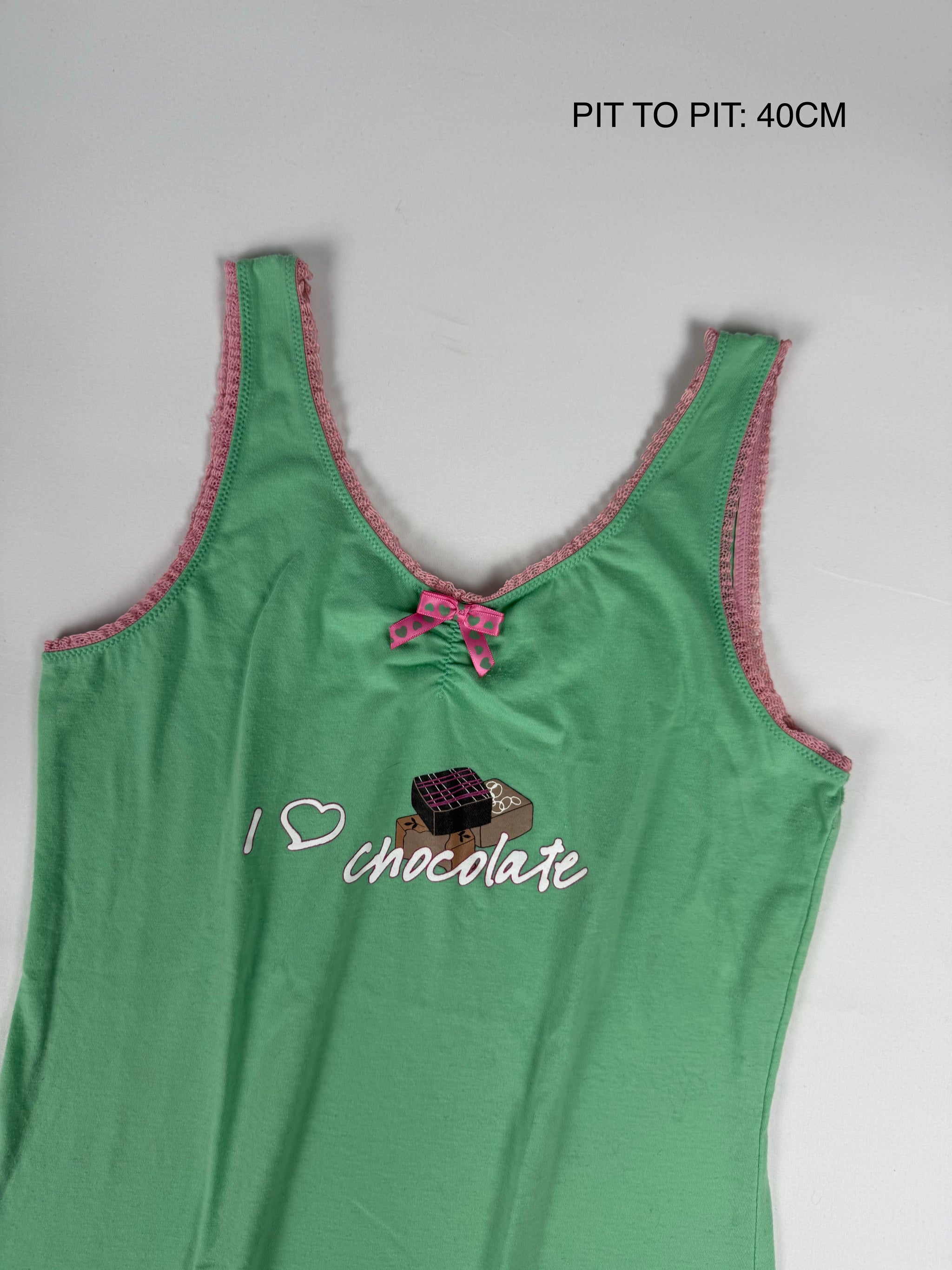 Green graphic cotton top (M)