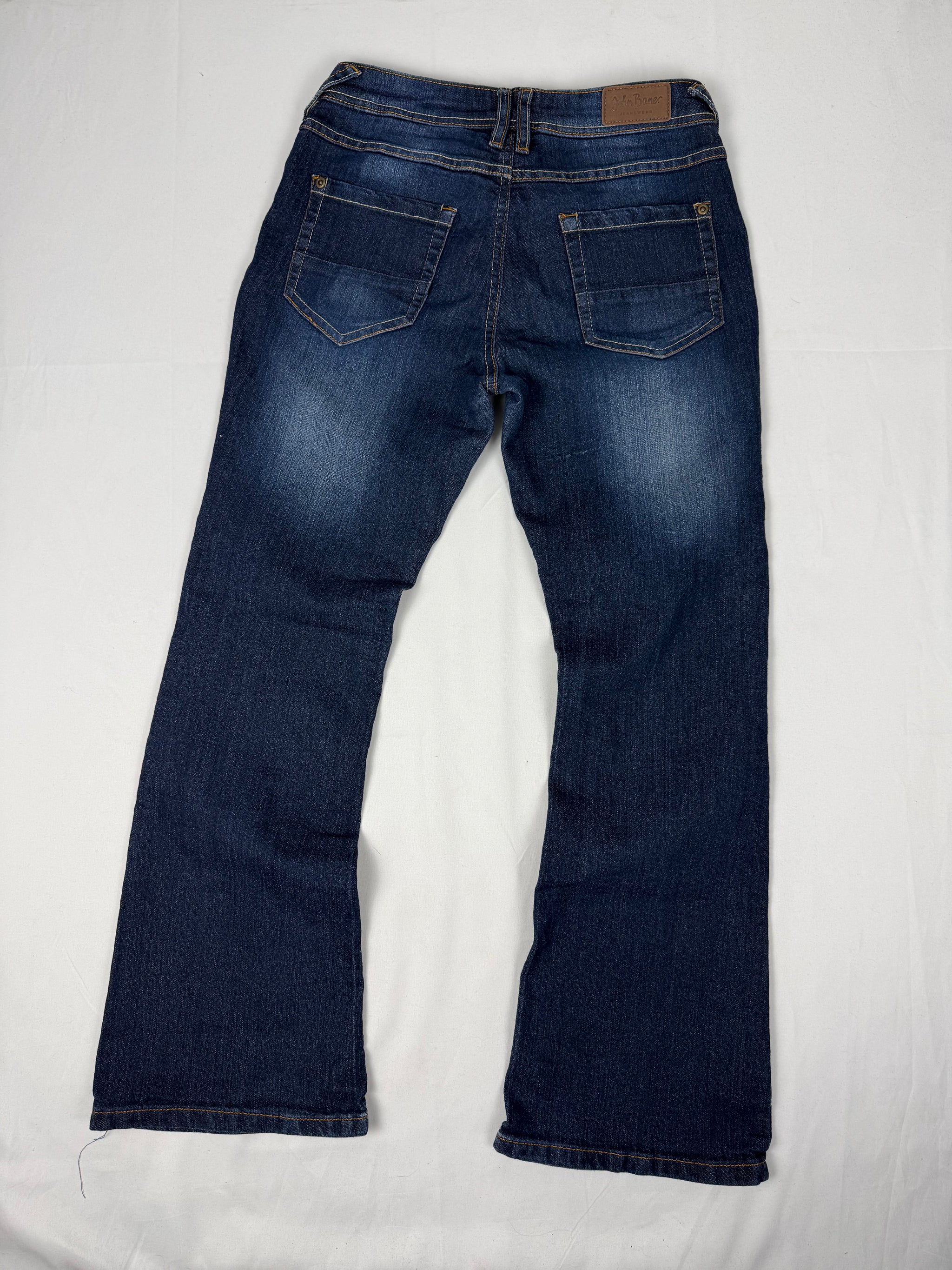 Navy blue denim low waist flare pants (S)