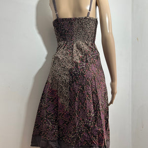 Brown 100% cotton floral maxi dress (S)