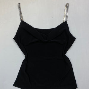 Black rhinestone straps cami top (S/M)
