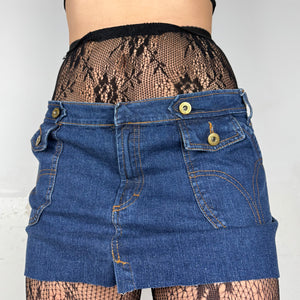 Navy blue denim low rise mini skirt (M/L)