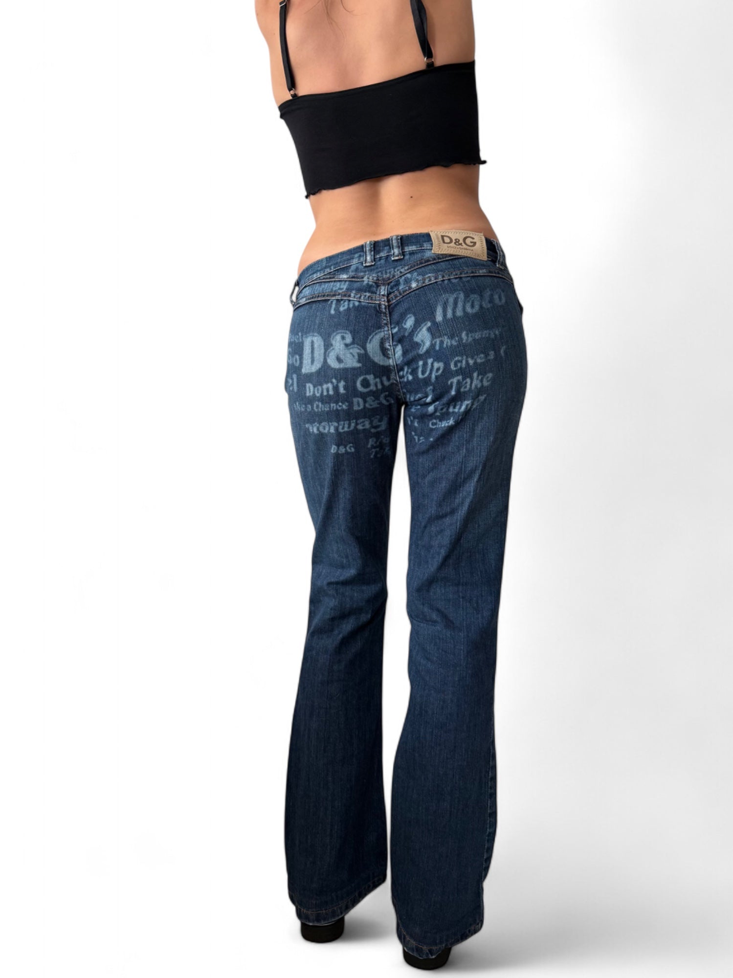 Blue denim low rise bootcut pants (S/M)