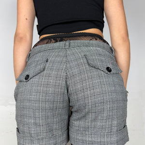Grey check print low rise office mini short (S/M)
