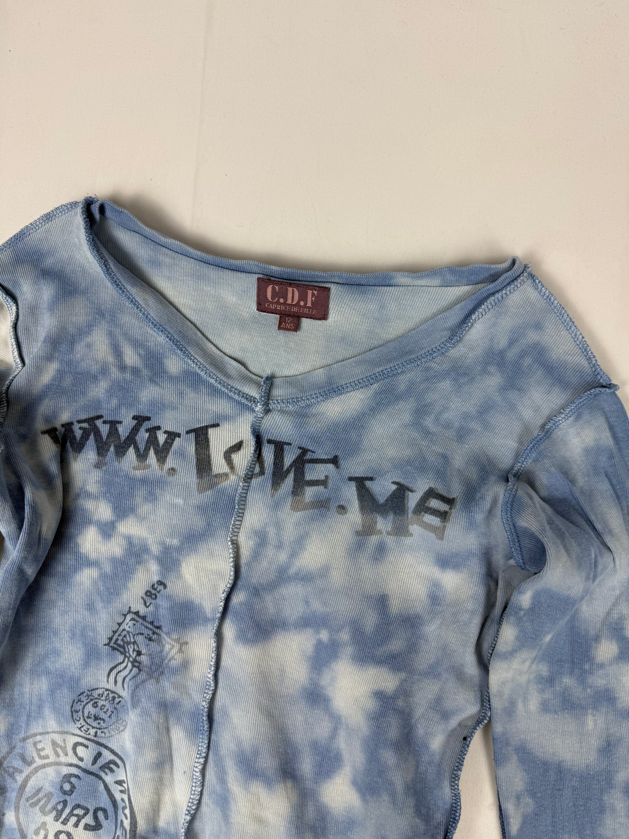 Blue 3/4 long sleeves cotton top (XS/S)