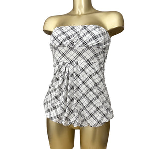 White check print bustier tube top (S)