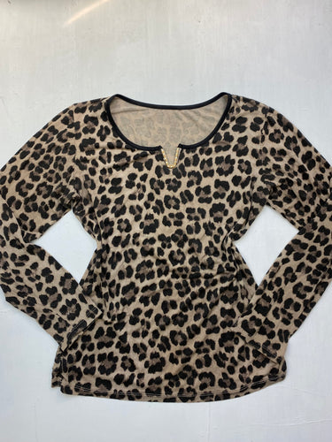 Beige panther print  long sleeves top (L)
