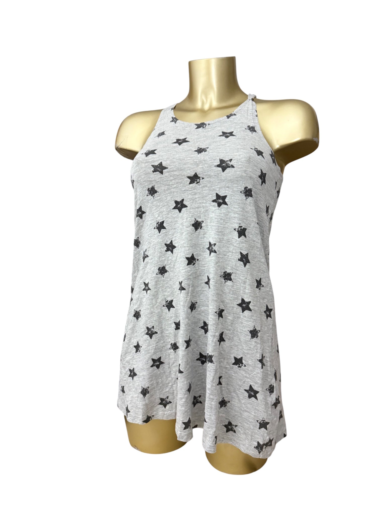 Grey stars print cotton mini dress (XS)