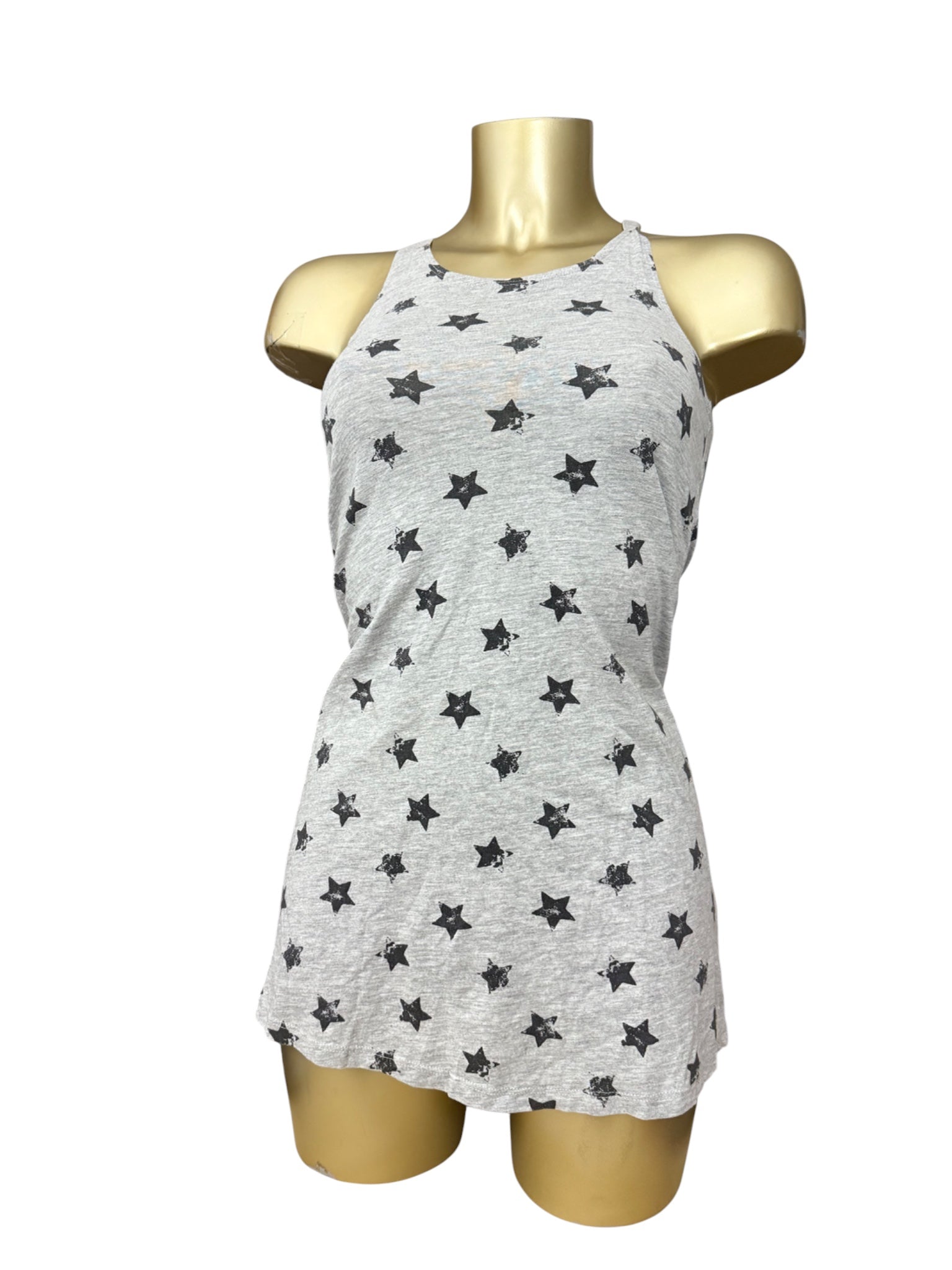 Grey stars print cotton mini dress (XS)