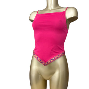 Pink plunge neck asymmetric cami top (S)