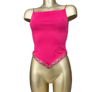 Pink plunge neck asymmetric cami top (S)