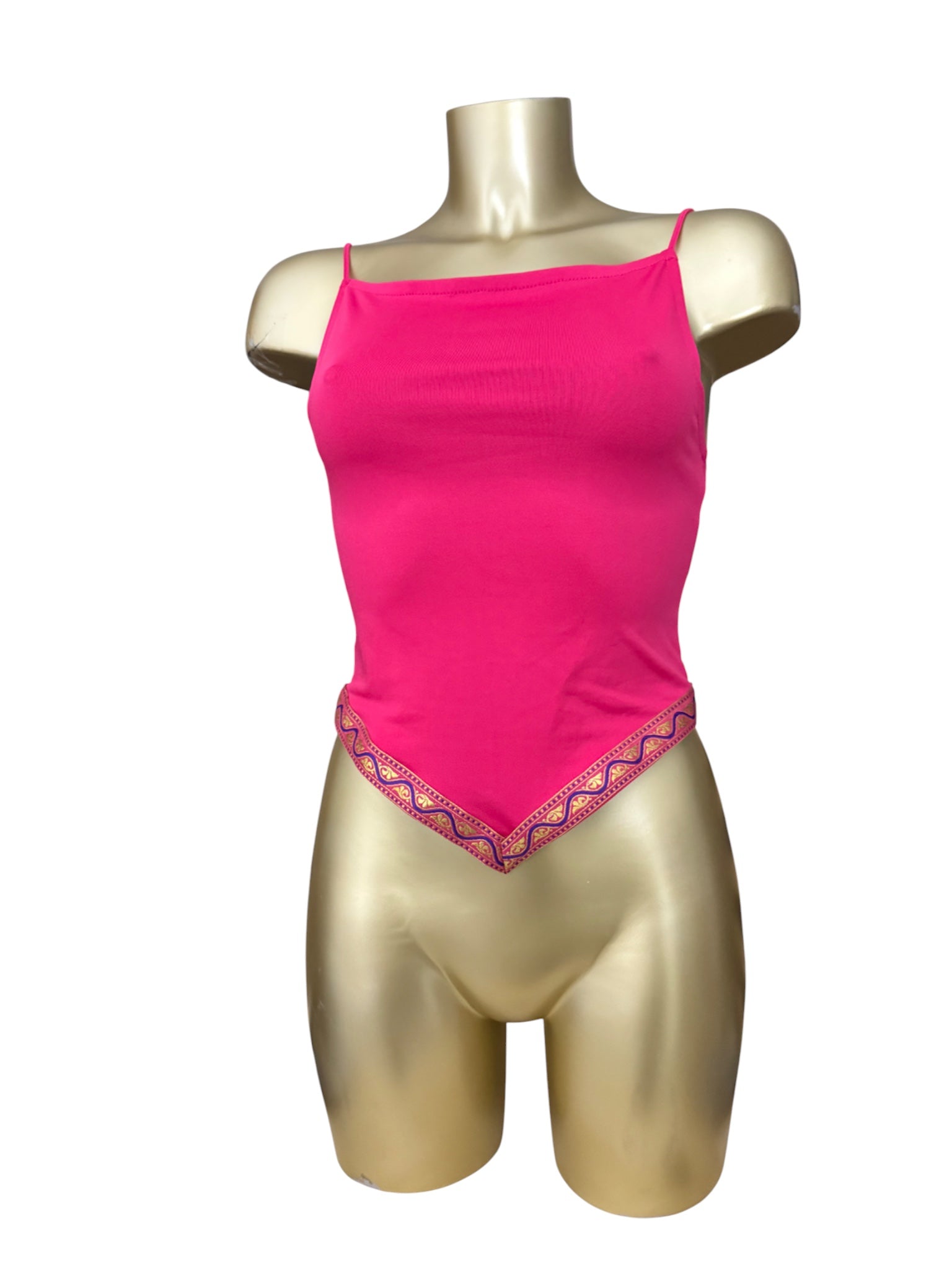 Pink plunge neck asymmetric cami top (S)