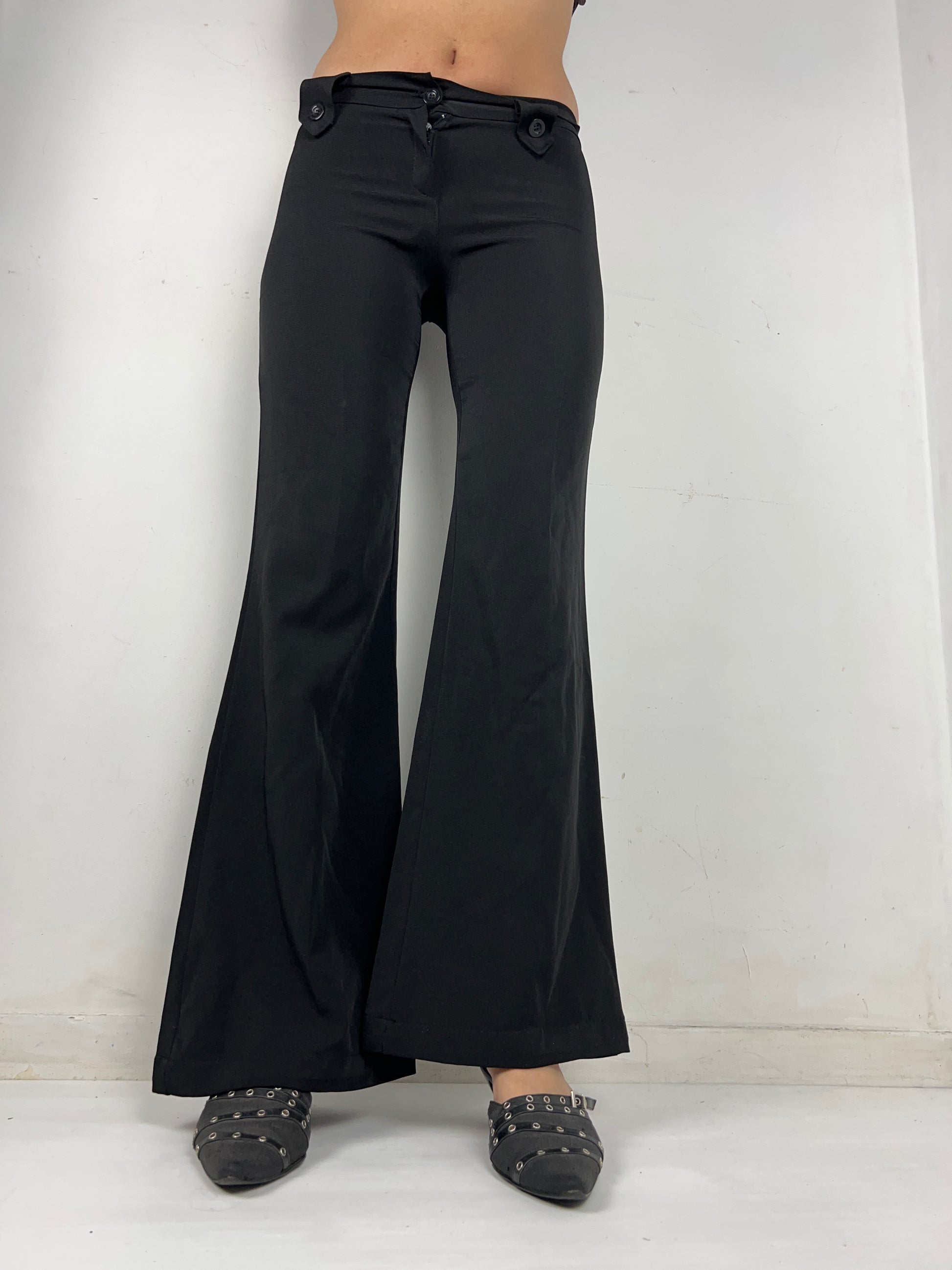 Black low rise bootcut office pants (S)