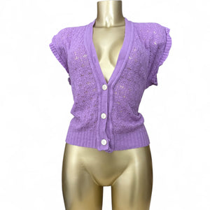 Lilac crochet knitted cardigan tee (2XL)