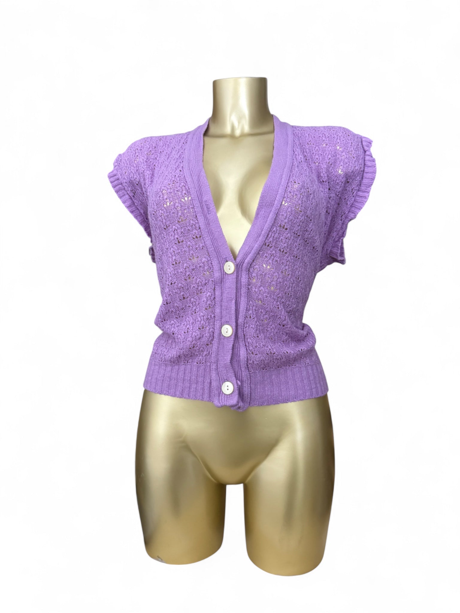 Lilac crochet knitted cardigan tee (2XL)
