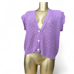 Lilac crochet knitted cardigan tee (2XL)