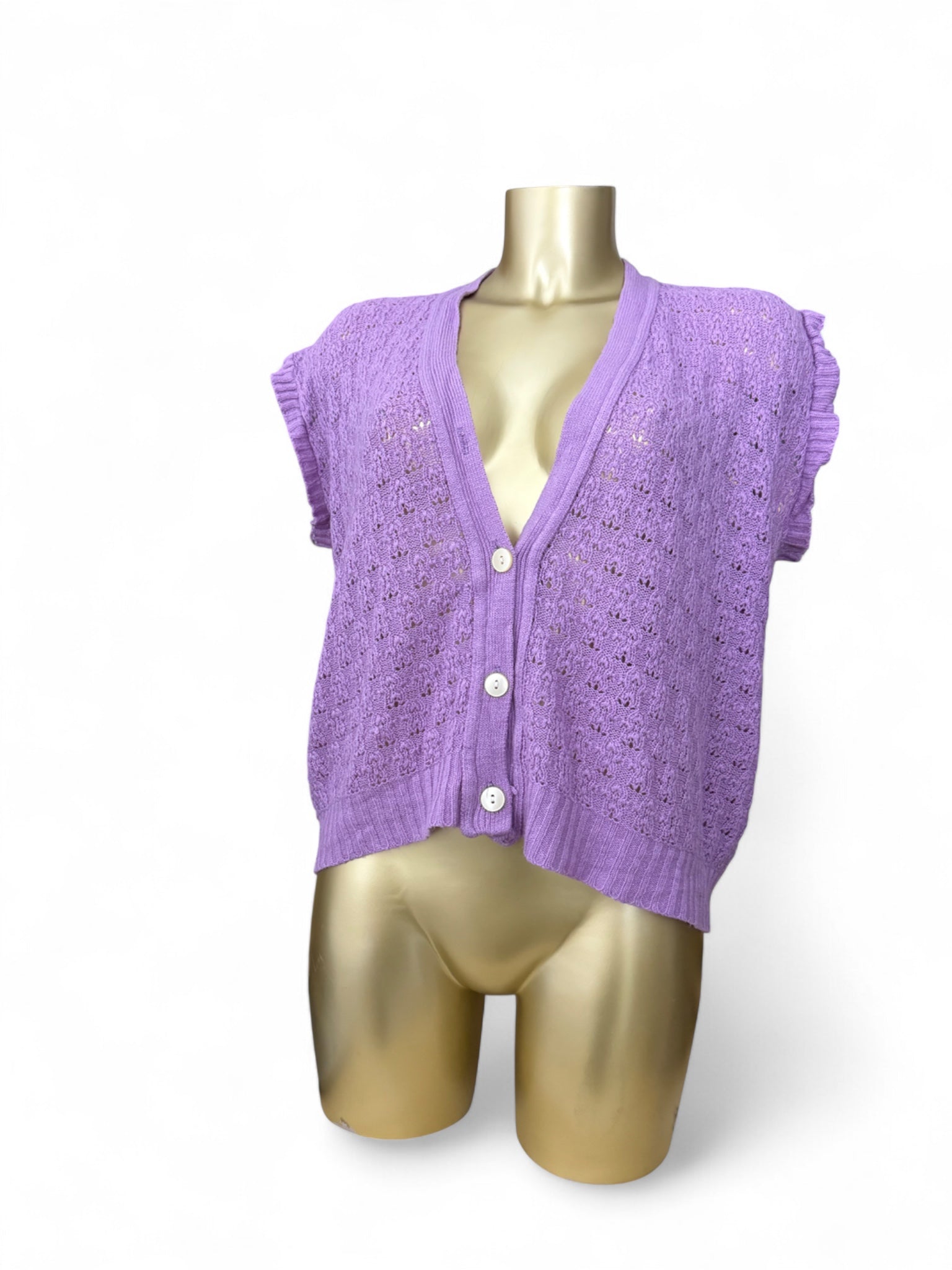 Lilac crochet knitted cardigan tee (2XL)
