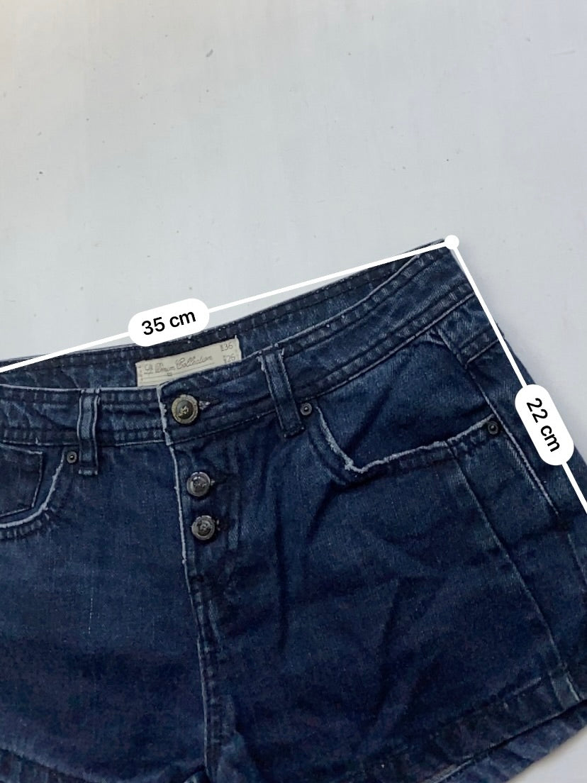 Navy denim low rise mini short (XS)