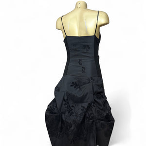 Black pleated night out maxi dress (S/M)