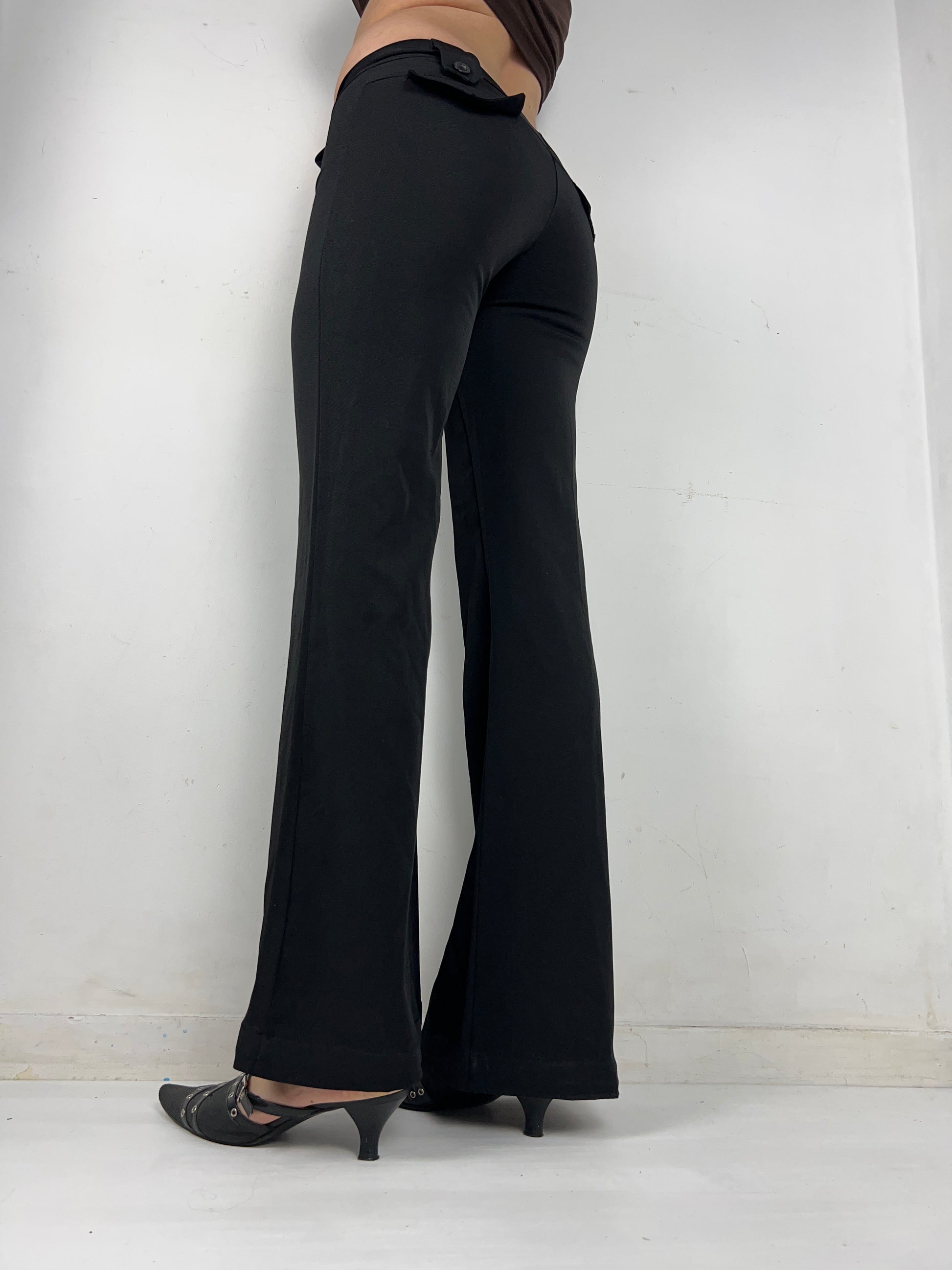 Black low rise bootcut office pants (S)