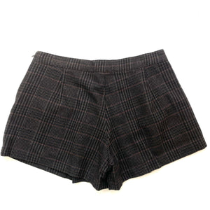 Brown check print office mini skort (S)