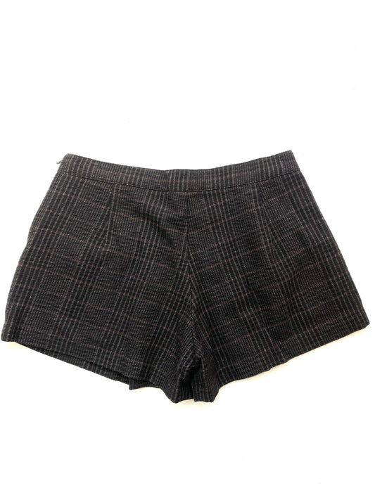 Brown check print office mini skort (S)