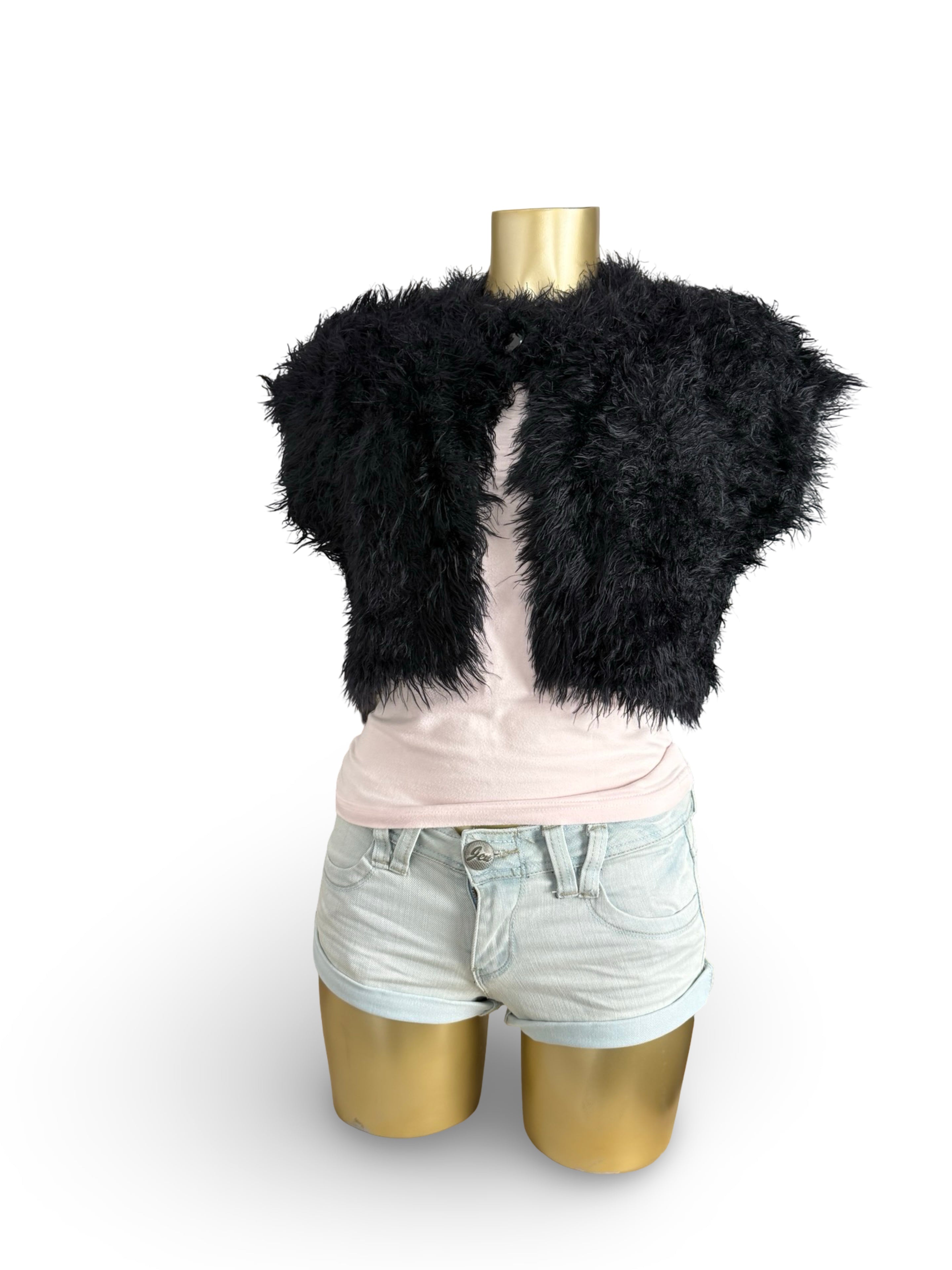 Black faux fur bolero top (L)