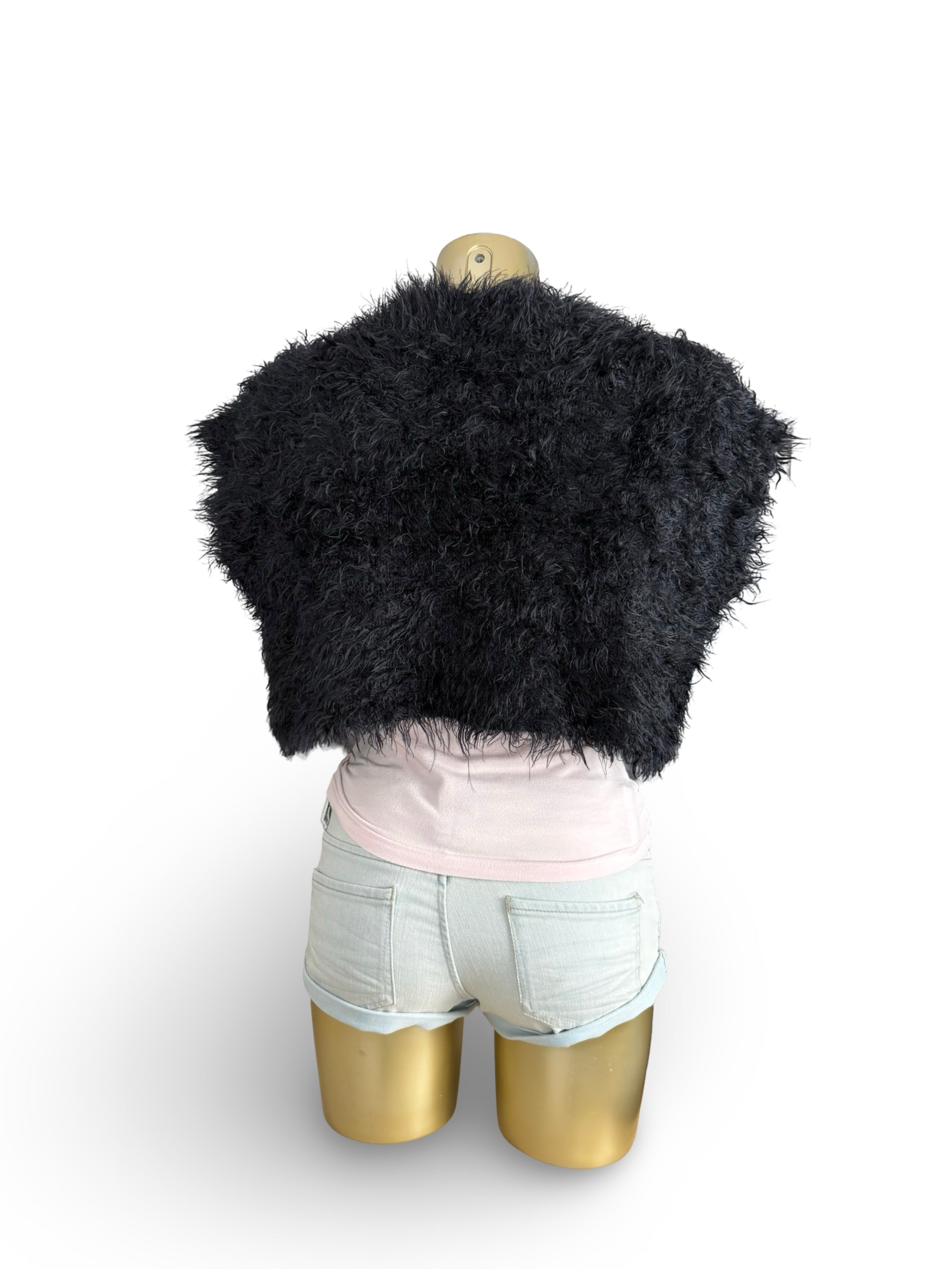 Black faux fur bolero top (L)